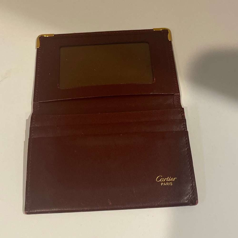 Preloved Authenticated Cartier Bordeaux Calfskin Leather Card Holder